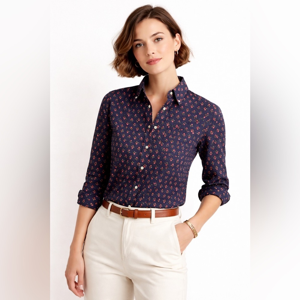 J.Crew Slim Secret Wash Preppy Floral Button-Down Shirt – Women’s Sz XS